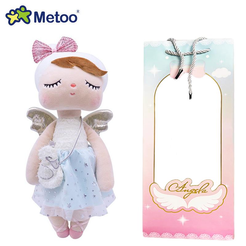 Metoo Angela Doll Rabbit Featuring Paper Pouch Boxed Stuffed Animals Plush Playthings Sleep Dolls Children Appease Infant Birth Date Holiday Gifts