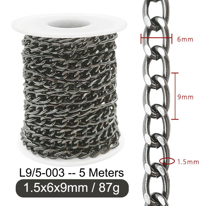 5M Metal Aluminum O-Shaped Chains Twist Chain for DIY Necklace Bracelet Jewelry Making Clothing Bag Component Accessory Supplies