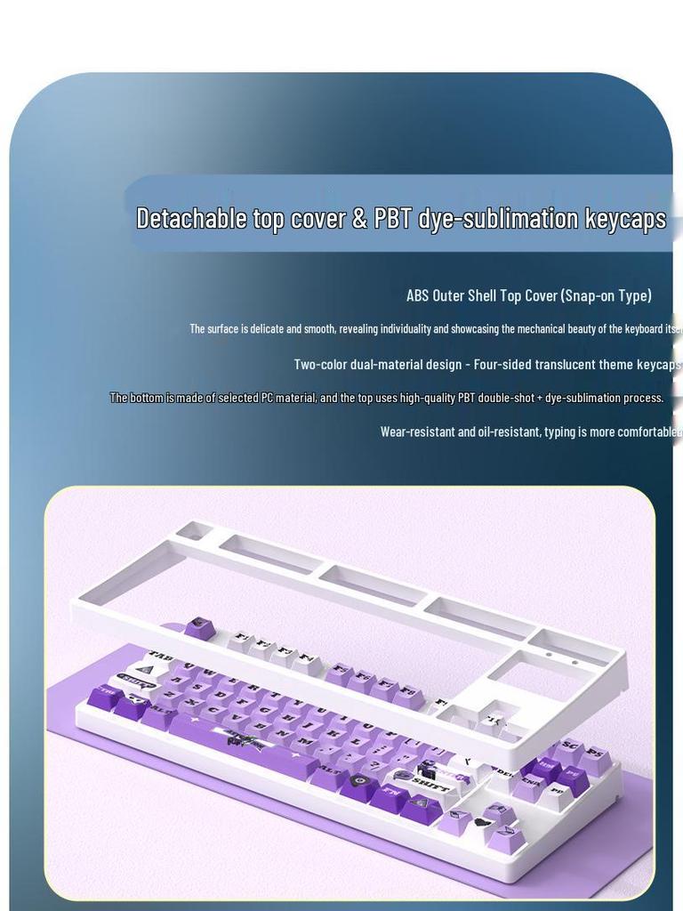 87-Key Cute Mechanical Keyboard, Wired Blue Switch, Personalized PBT for Gaming, Esports, Office, Creative Girls