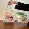 Creative Fruit Ceramic Mug With Lid Spoon Girls Home Cup Office Breakfast Coffee Water Cup High Value