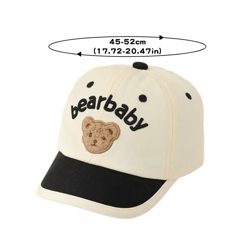Niedliche Patchwork Baby Entenzungenkappe Cartoon Bär Lässige Baseballkappe Verstellbar Kinder Kleinkind Kurzer Schirm Sonnenhut