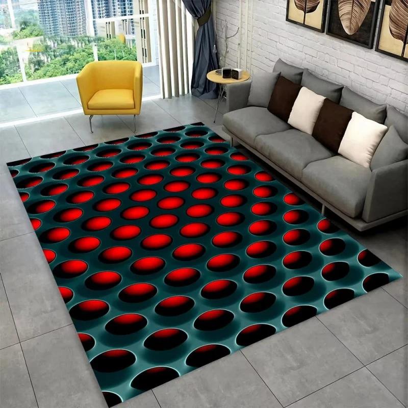 3D Geometric Illusion Area Rug Abstract Modern Carpet for Living Room Bedroom Kids Play Room Non-Slip Floor Mat