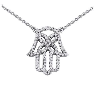 [M5939] - White 'Fatma' Silver Necklace