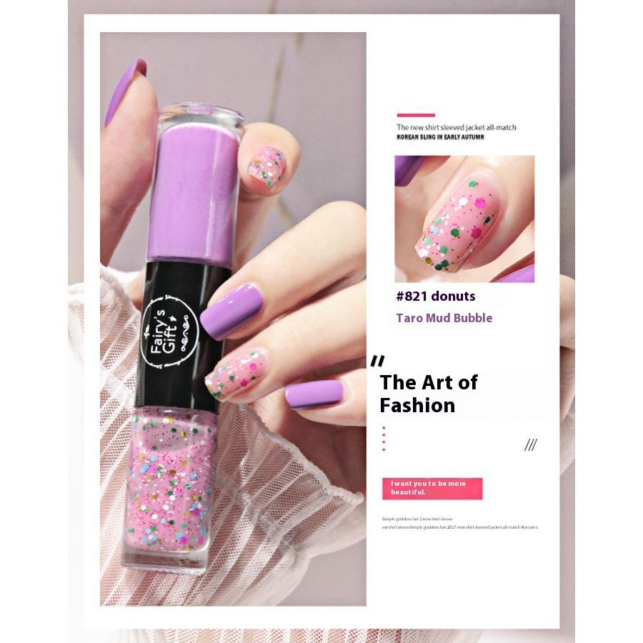 Dvoubarevný mastný lak na nehty, nepeče, neloupe se, rychleschnoucí flitry, dlouhotrvající, pro nehtové salony