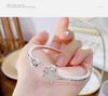 999 Sterling Silver Three Lives One Fate Open Bracelet, Ancient Style, Apricot Leaf Design, Artistic and Simple Women's Gift