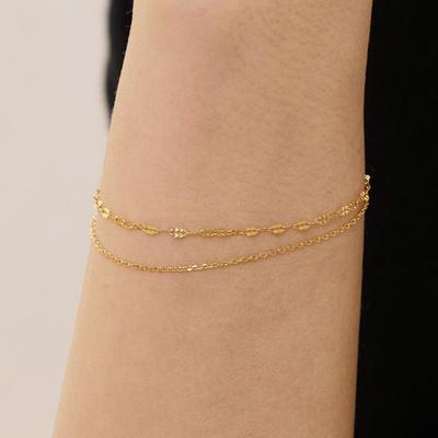 [leshop] 14K Cut Chain Double-Line Bracelet (Gold Plated)_LJ0393BRB