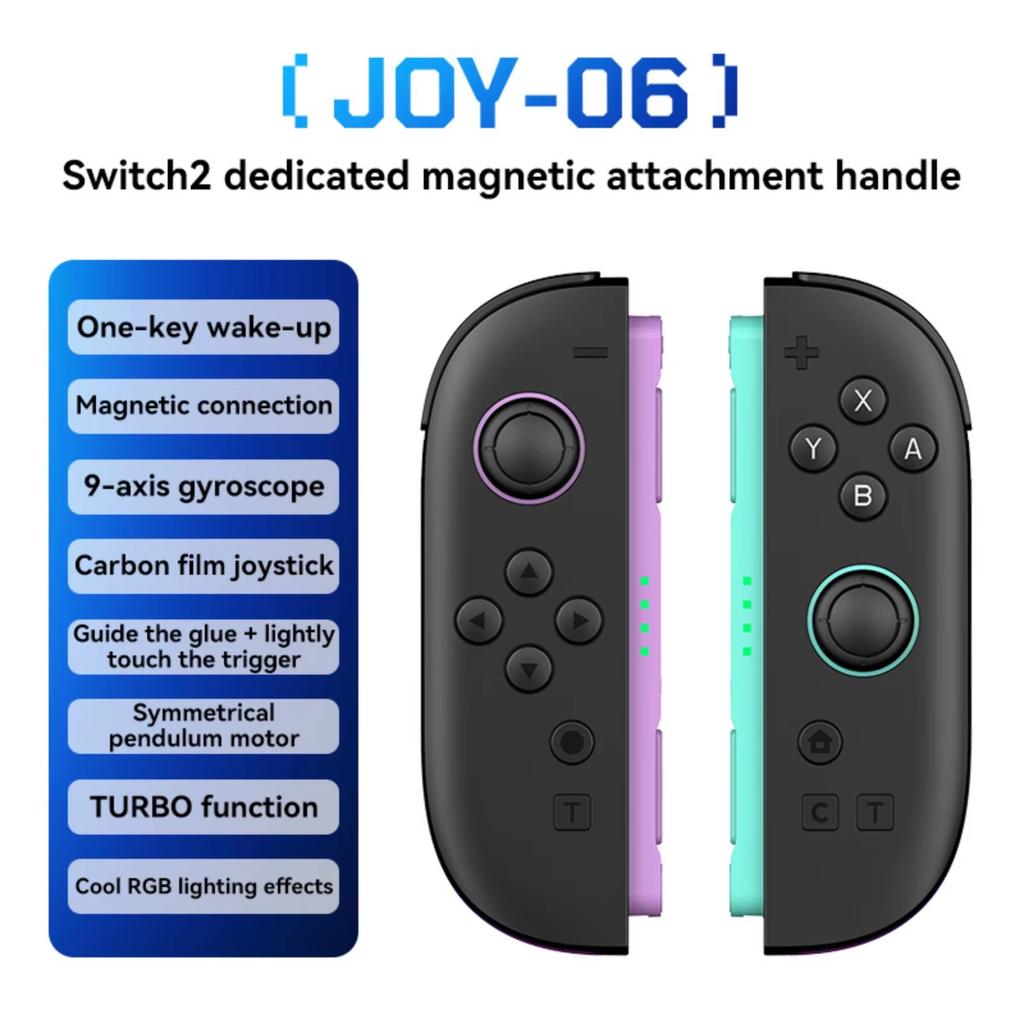 Wireless RGB Joy-Con Controller for Switch 2 Hall Effect Joystick 6-Axis Gyro Turbo Dual Vibration Gamepad Accessories