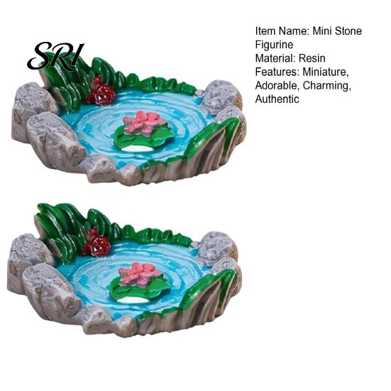 Miniature Rock Garden Decor 2 Pcs Stone Statue Resin Fake Models for Diorama Tranquil Zen Ornament Supplies Micro Train Landscape Railway Sand