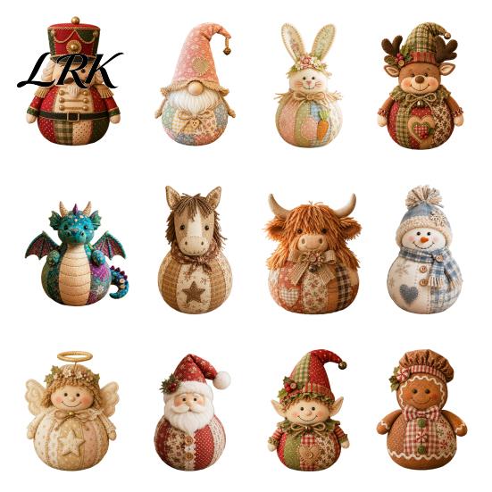 Kit di Assemblaggio Bambole Morbide Patchwork Natalizio Kit Fai da Te, Materiali per Cucito su Stoffa Artigianato di Babbo Natale con Cartamodelli Angelo Gnomo Animale Kit di Artigianato per Principianti,