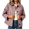 Women's Casual Long Sleeve Button-Up Plaid Jacket