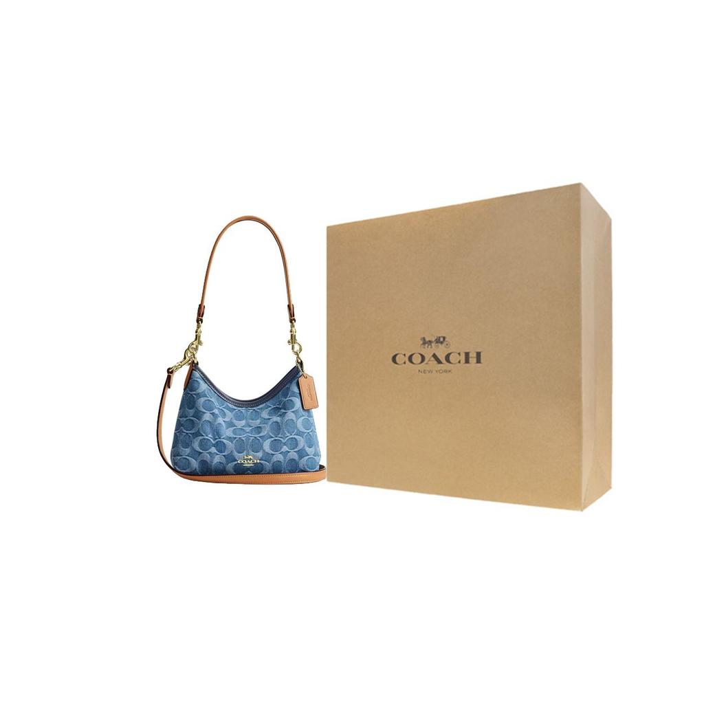 Coach Laurel 19 Tracolla Rimovibile Chiusura con Zip Borsa a Spalla in Tela di Jeans Piccola Borsa a Spalla da Donna Blu CDQ27-IMTYV
