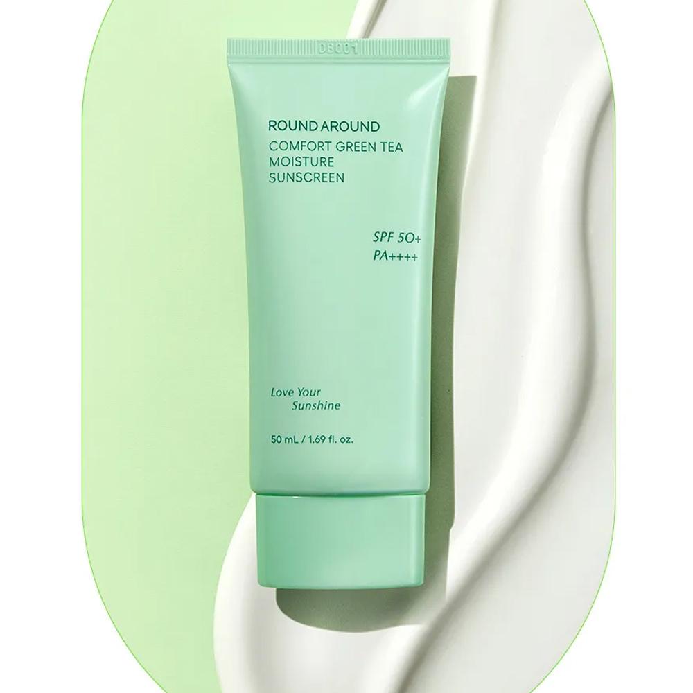[ROUND A'ROUND] Comfort Green Tea Moisture Sunscreen (1+1) SPF 50+ PA++++ 50ml*2EA