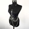 Gothic Punk PU Leather Belt With Detachable Chain Woman Adjustable Body Harness Halter Sexy Leather Waist Belt