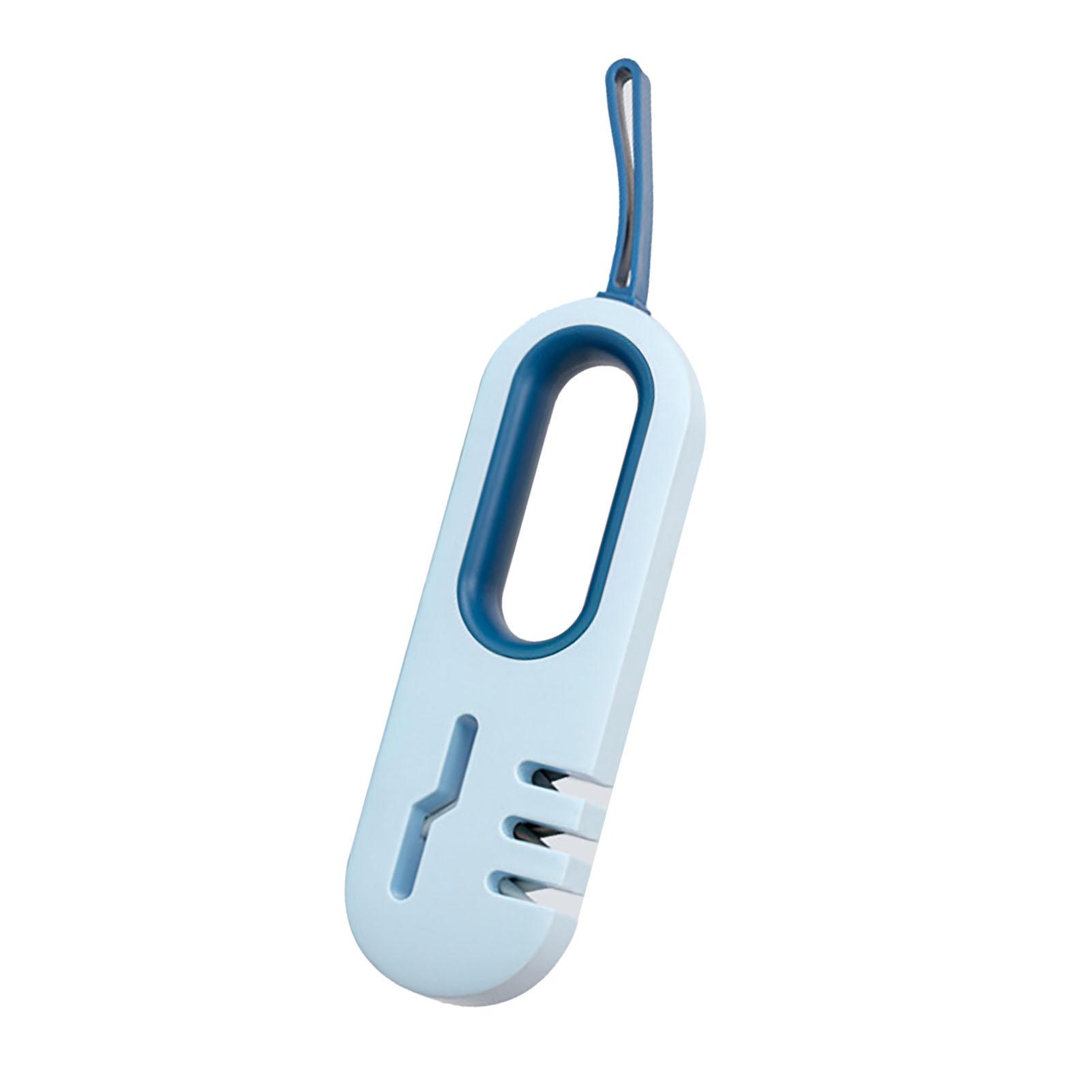 

Kitchen Knife Sharpener 4 in 1 Prevent Slip Labor Saving Manual Knife Scissor Sharpening Tool with Hook Band Blue синий