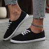 Women's White Round Toe Lace-Up Casual Sneakers - Breathable Fabric Upper, Anti-Slip TPR Sole, Low-Top Comfortable Walking Shoes for All-Season