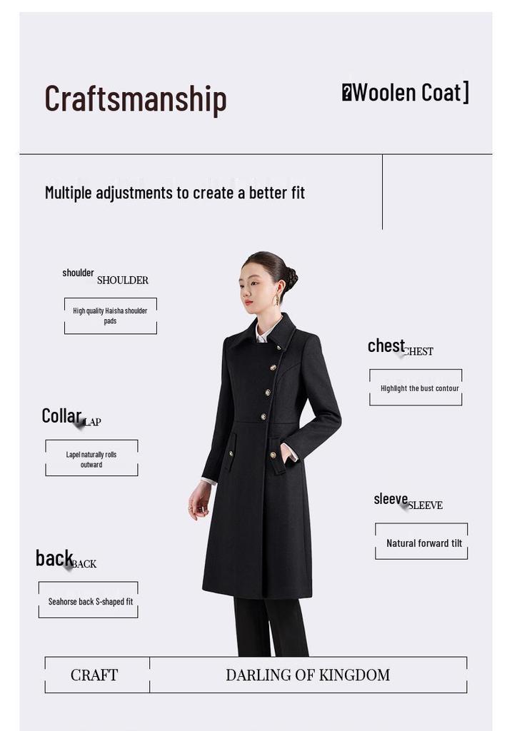 Women's Mid-Length Wool Blend Coat for Professional & Office Wear