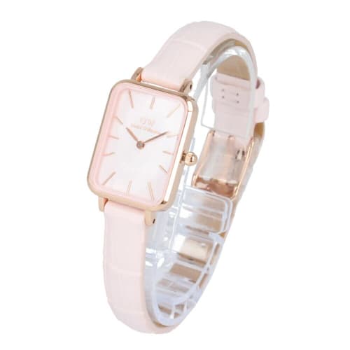 

DANIEL WELLINGTON QUADRO PRESSED ROUGE Wristwatch for Women, Stainless Steel, Leather, Shell, Pink, DW00100508