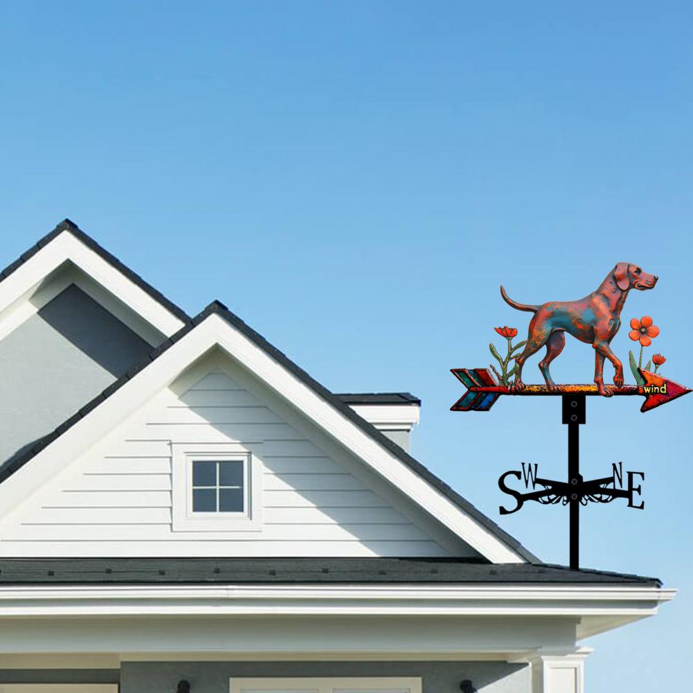 Metal Weather Vane Indicator Rustic Style Dog Wind Vane Rooftop Decoration for Shed Garden Yard Decor