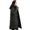 Womens Long Down Coat With Hood Mid-Length To Knee Thick White Goose Fill 81-85% Content Removable S-3XL