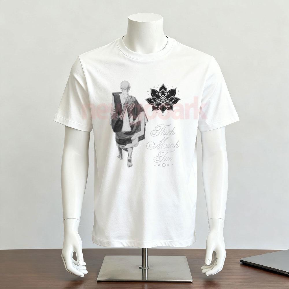 Thich Minh Tue TShirt Inspirational Buddhist Monk Lotus Woman Man Graphic T Shirts Casual Cotton Shortsleev Ropa De Hombre S