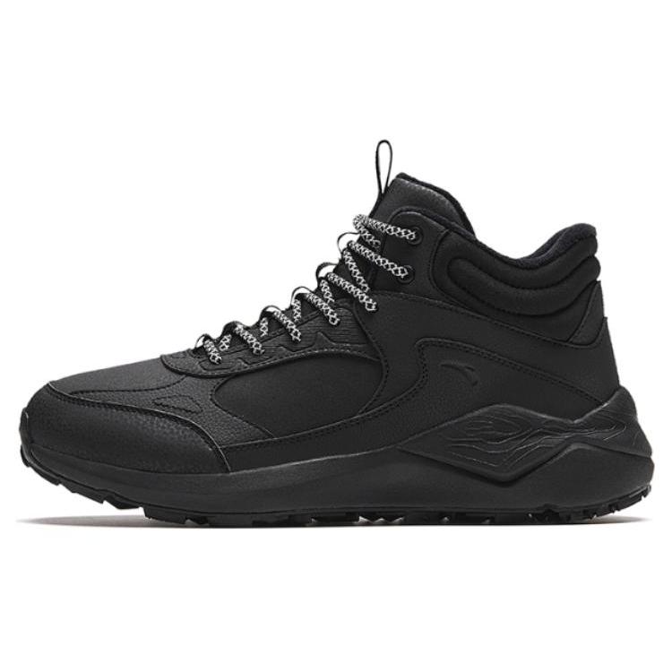 New Anta Life Collection Anti Slip Wear Resistant Mid Top Running Shoes Men's Black 112348986-1