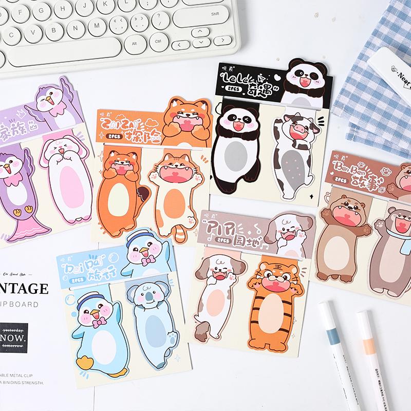 2pcs/Set Cub Adventure Magnetic Bookmarks Cartoon Animal Print Kawaii Mini Page Clips Marker Holder for Reading Books