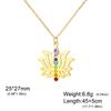 Gold Plated 7 Chakra Lotus Flower Necklace with Om Symbol Spiritual Yoga Jewelry Seven Colorful Zircon Lotus Flower Necklace