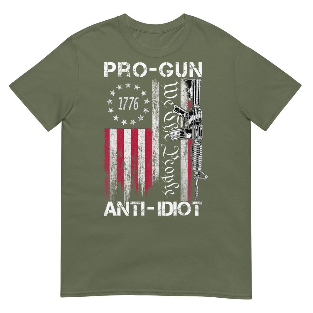 Pro Gun Anti Idiot Shirt Vintage Usa Flag 2nd Aunisexdunisext Tshirt