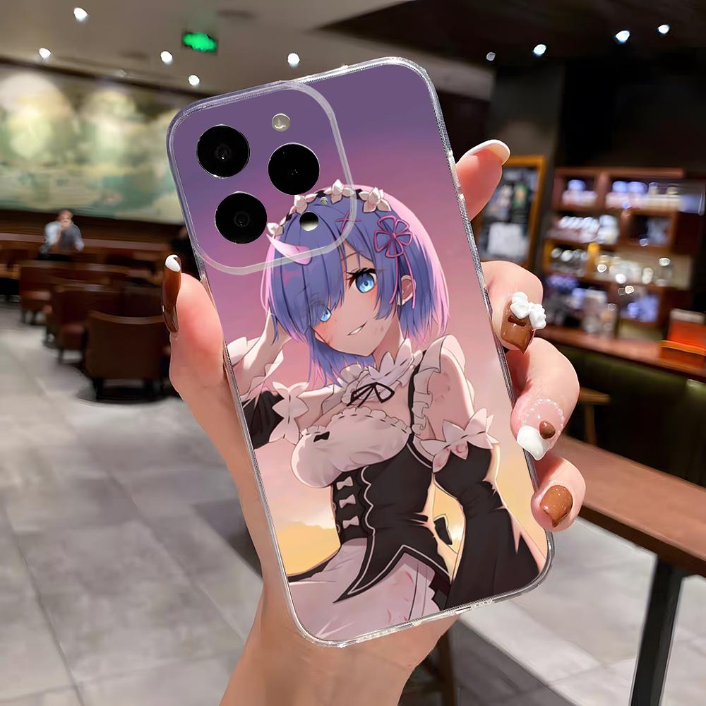 Re Zero Rem Emilia Phone Case For IPhone 17 Air 16 E 15 14 13 12 Mini 11 Pro Max Anti Transparent Drop Cover