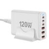 Portable 120W USB Charging Station with 6 Port, 3 Type C PD and 3 USB A for Phones Tablets Simultaneous Device Charging