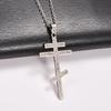 Stylish Stainless Steel Orthodox Cross Pendant Necklace for Women Men Religious Prayer Charms Chain Faith Metal Church Jewelry