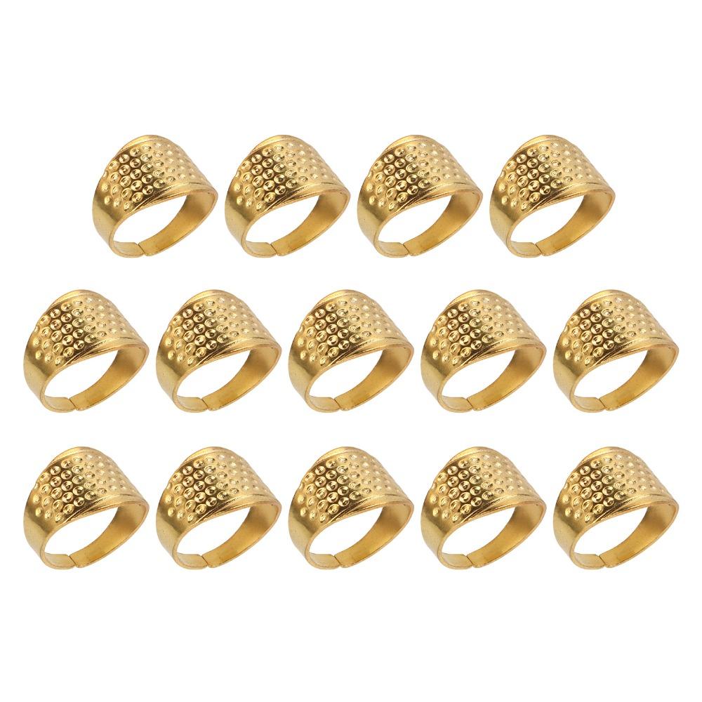 14pcs Finger Protector Ring Thimble Gold Copper Thimble Adjustable Thimble Quilting