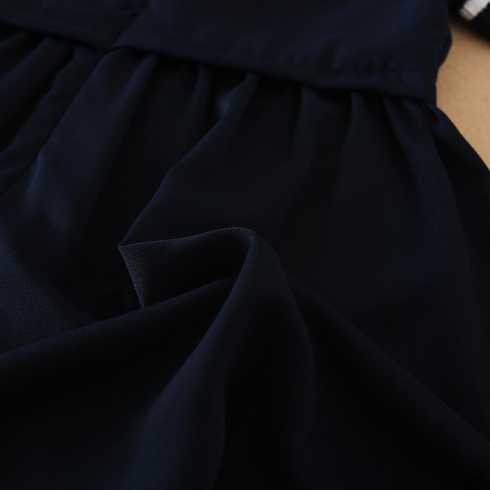 Girls Summer Dress 100% Cotton Navy Blue Clothes for Kids Aged 2-6 Years with White Collar Short Sleeves Children Dresses