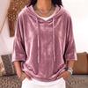 Women's Velvet Sweater Autumn and Winter European and American Women's Clothing New Hoodie Solid Color Drawstring Seven-quarter Sleeve Pullover Top