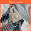 Water Pvc Compact Bucket Bag With Pearl Chain And Lock Closure For Wear Casual