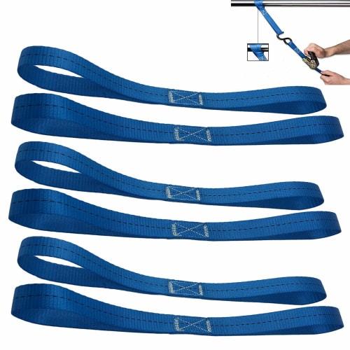 Soft Loop Tie-Down Straps, 300kg/800kg Load Capacity with Locking Straps for Safe and Confident Trailing with Breaking Strength for ATVs and UTVs - Bl
