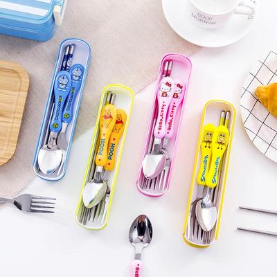 Set di forchetta, cucchiaio e bacchette a forma di zucca per bambini - Acciaio inossidabile con manico in plastica