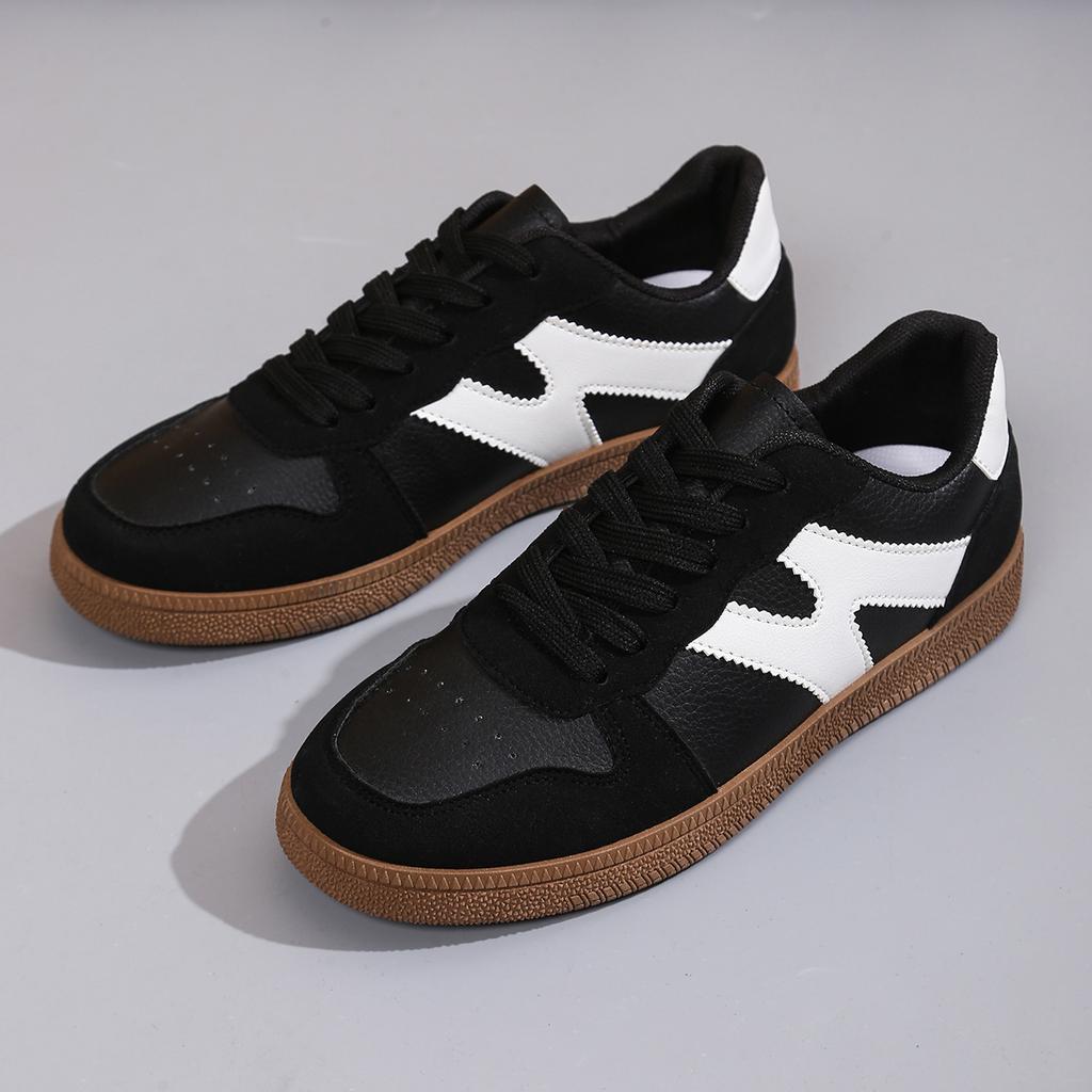 2025 new fashion versatile casual flat shoes color matching retro trend sports board shoes German training white shoes women's shoes