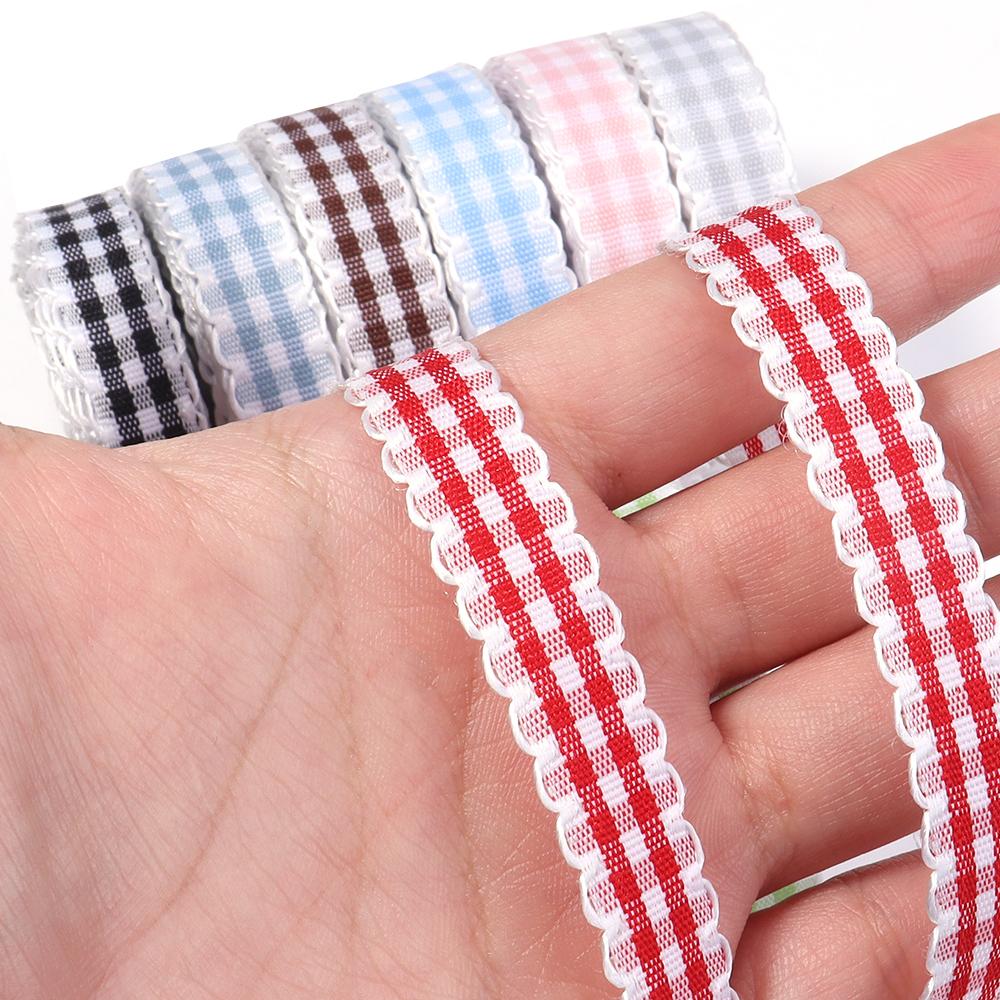 5Yards Wavy Lace Checkered Ribbon Colorful Plaid Satin Ribbon For Flower Gift Packaging DIY Clothing Accessories Home Decoration