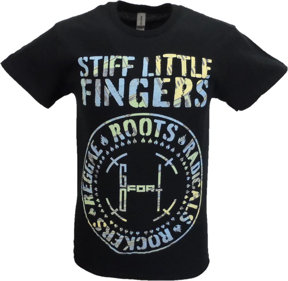 Unisexs Black Official Stiff Little Fingers Roots Radicals Rockers T Shirt S