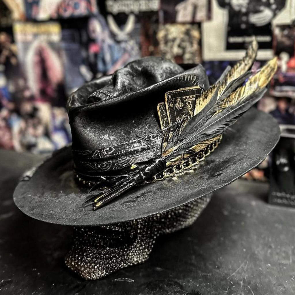 Halloween "Ceifador Triste" Chapéu de Caveira Feito à Mão Chapéu de Cowboy de Feltro Estação Independente