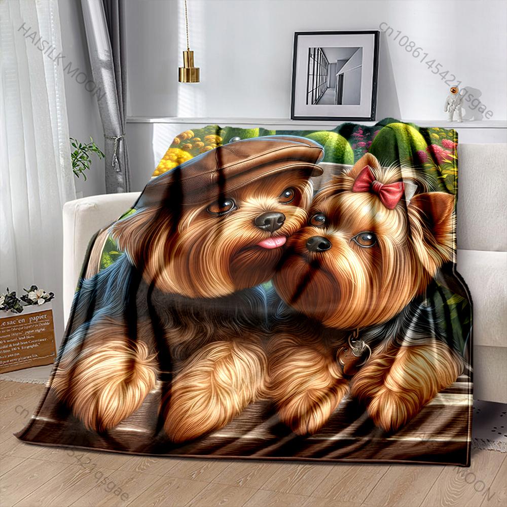

Two Yorkshire Terriers in Love Blanket Warm Soft Fluffy Kids Adult Luxury Gifts for Sofa Bed Home Outdoor Travel Camping Blanket 75x90cm