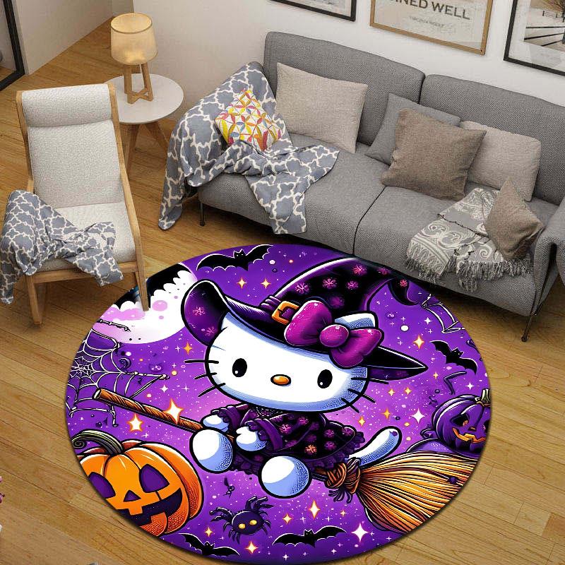 Luxury Round Moon Multicolor Rug Mat, Non-Slip Floor Mat for Entryway