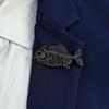 Elegant Stainless Steel Brooch Plated Corsage Pin Hollow Fish Bone Brooch  Clothes Accessories