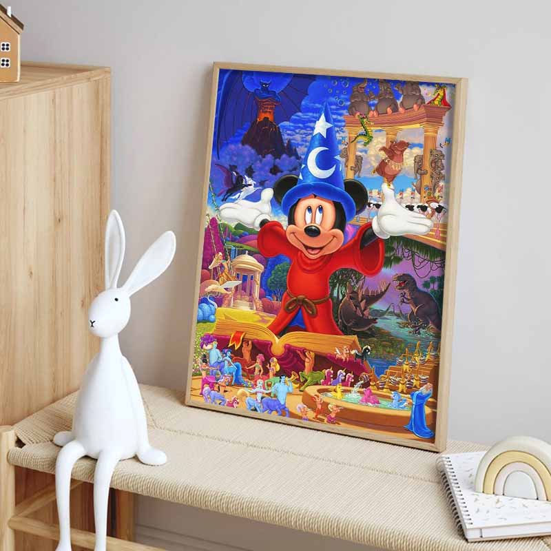 Disney Diamond Painting Disney Fantasia Mickey Mouse Theme Illustration DIY Kit Adult Arts and Crafts Home Decor and Gift