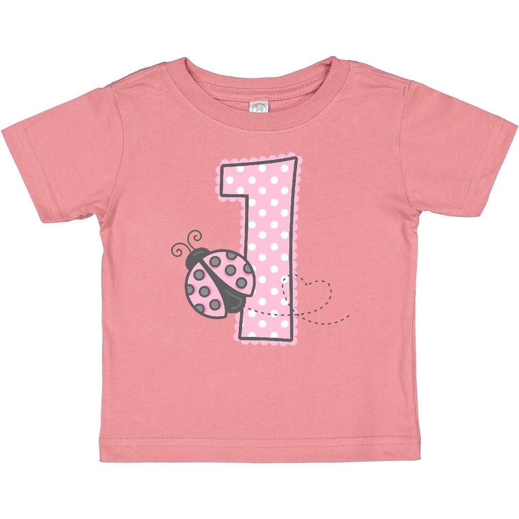 Inktastic Pink Ladybug 1st Birthday Baby T-Shirt Number 1 Polka Dot Infant Tees