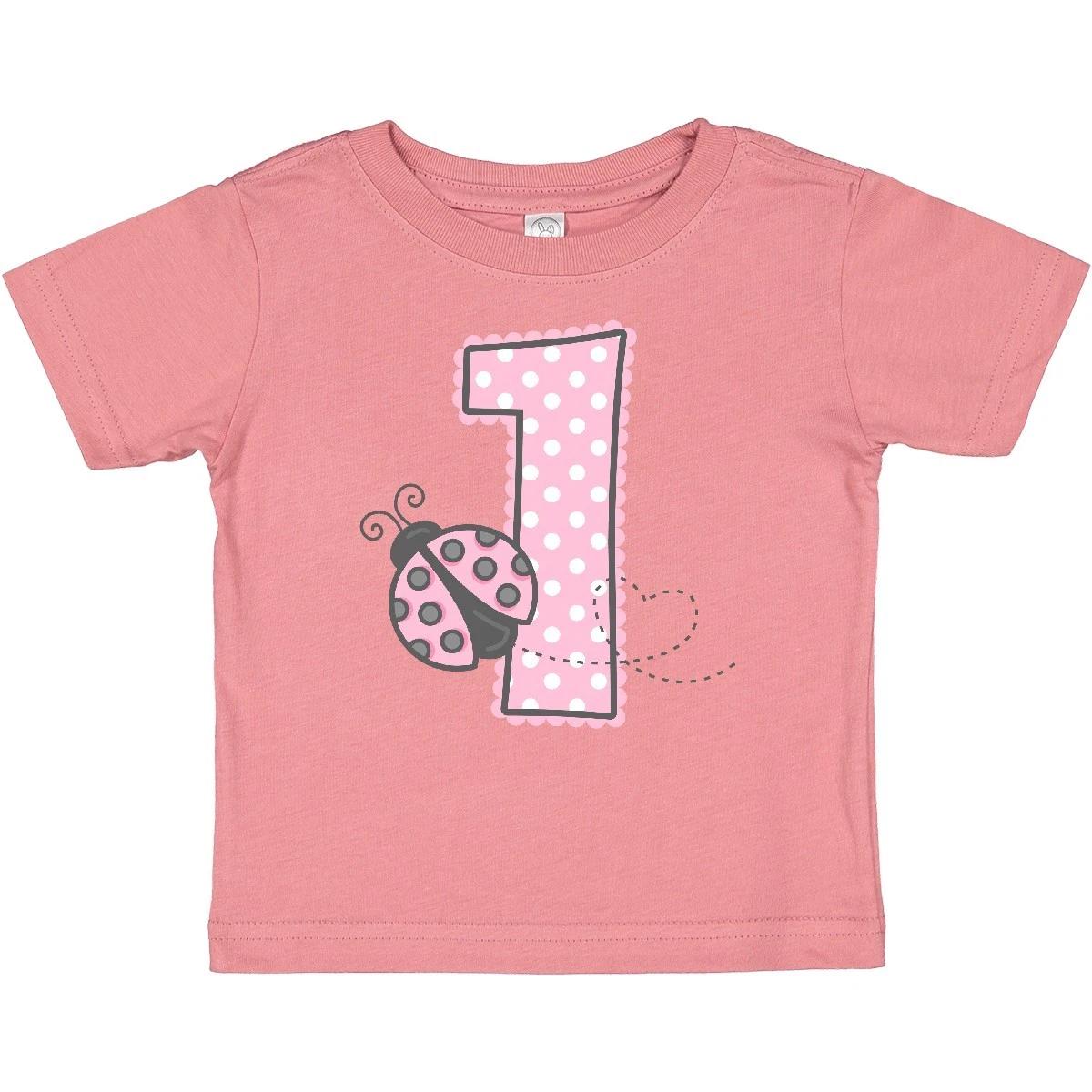 Inktastic Pink Ladybug 1st Birthday Baby T-Shirt Number 1 Polka Dot Infant Tees 160