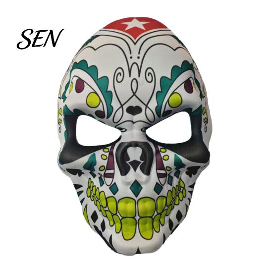 Scary Skeleton Face Masque Day of The Dead Skull Masque, Halloween Sugar Full Festival Costume Supplies Masquerade Party Accessory for Cosplay,
