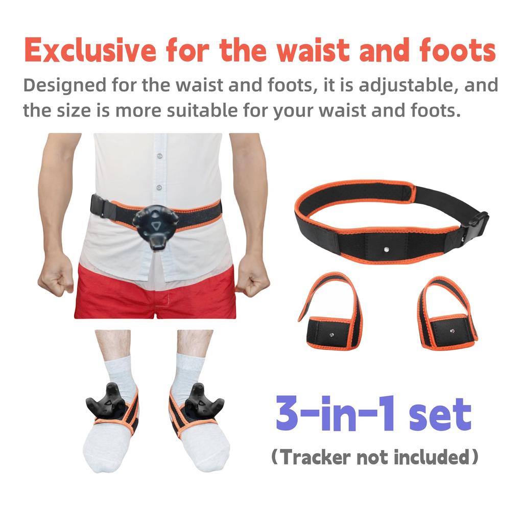Jadery VR Tracker Belt New Waist Instep VR Game Full Trap Strap for Vive Ultimate Tundra Tracker (2024 Model) + 3-piece Set, Tracker, Tracker,