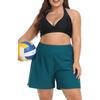 CHARMLEAKS Plus Size Swim Shorts for Women High Waisted Board Shorts Tankini Swimsuit Bottom with Pockets